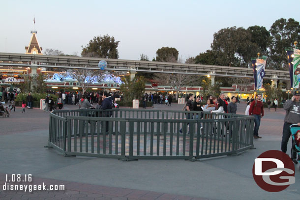 A better picture of the fenced off area on my way back to Disneyland.