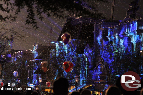 A look at the snow from Town Square during Let it Go.