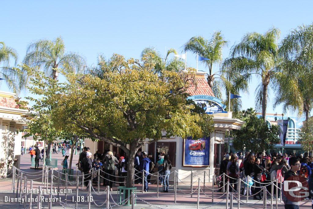 Healthy lines at the ticket booth today.