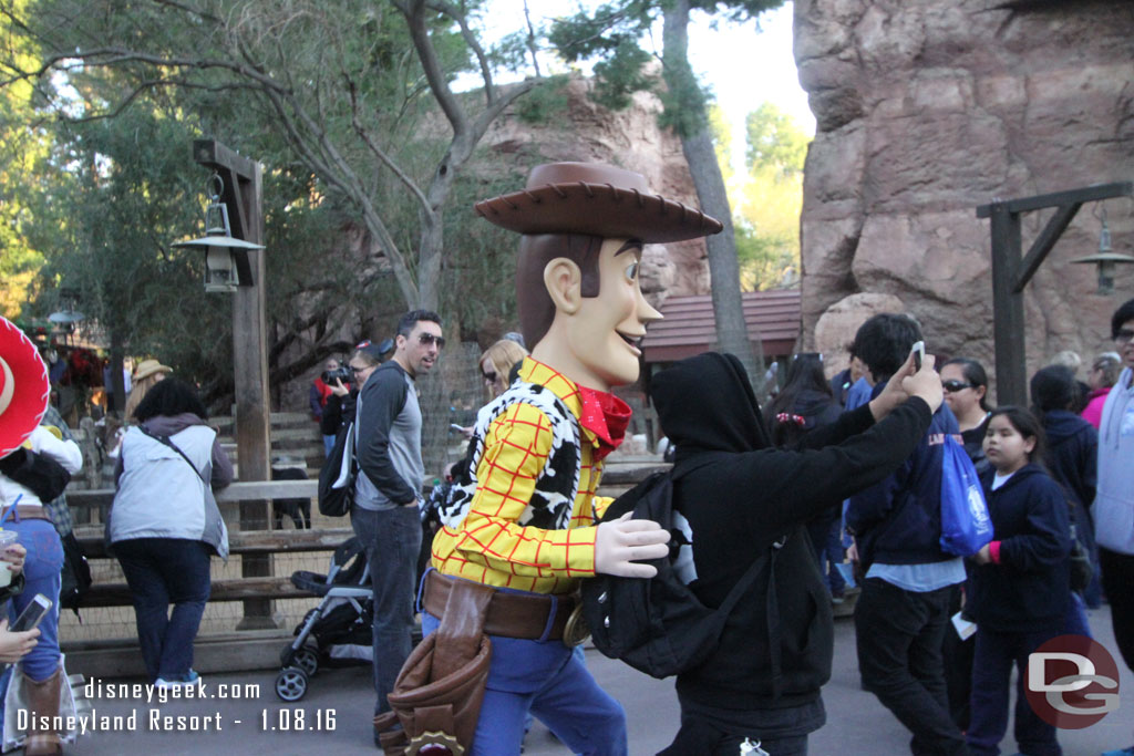 Woody jumping into a selfie.