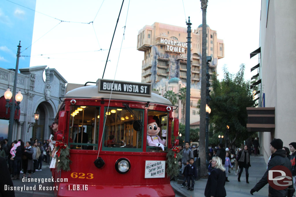 The Red Car News Boys & Mickey rolling by.