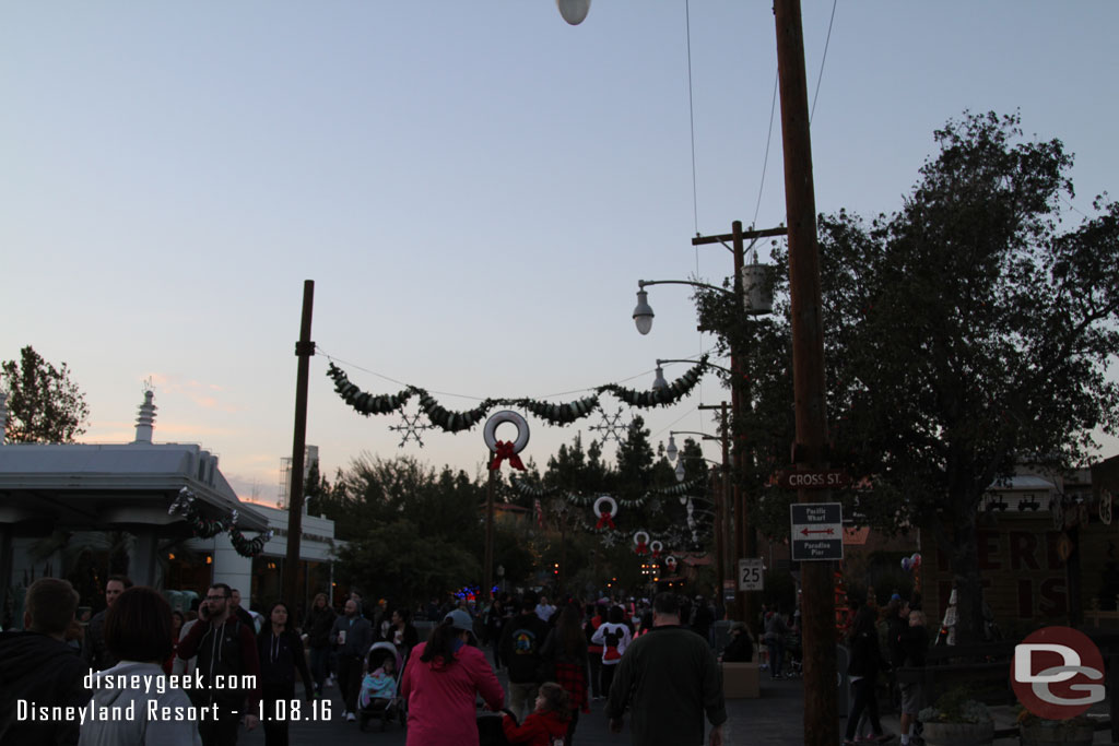 Most of the Christmas decorations were still up in Cars Land.