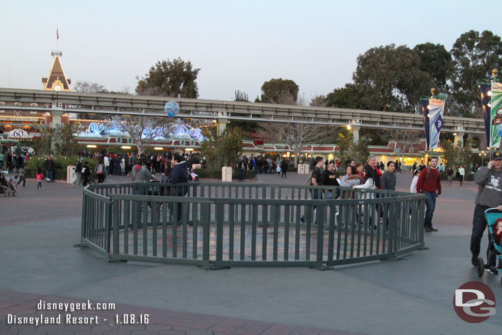 A better picture of the fenced off area on my way back to Disneyland.