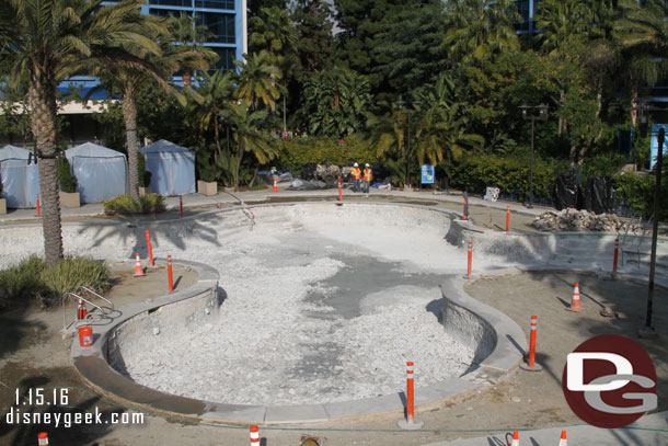 The swimming pools are closed and being renovated.  They were jack hammering this afternoon.