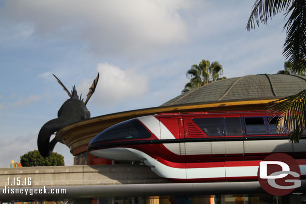 Monorail Red passing overhead.