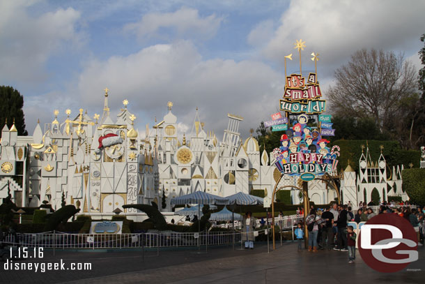 Small World Holiday is still in operation for a few more weeks until the Haunted Mansion returns to operation.