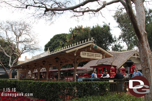 The New Orleans Square station is open with the Ernest S Marsh parked there.