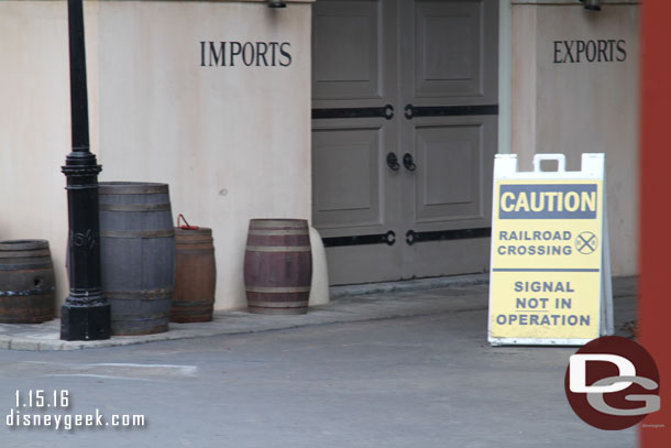 Guessing this was to allow for Cast Members to cross.  They had a warning sign up for them.