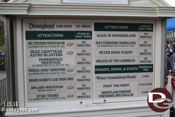 Wait times around 4:40pm