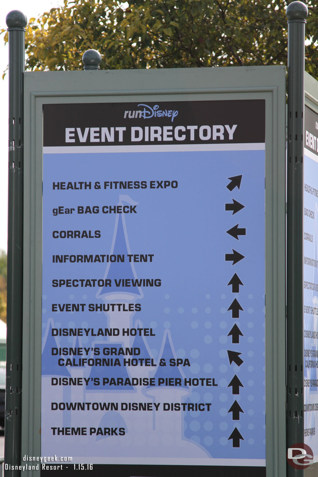 A directory sign as you approach the Downtown Disney entrance after crossing Magic Way.