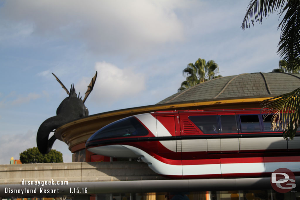 Monorail Red passing overhead.