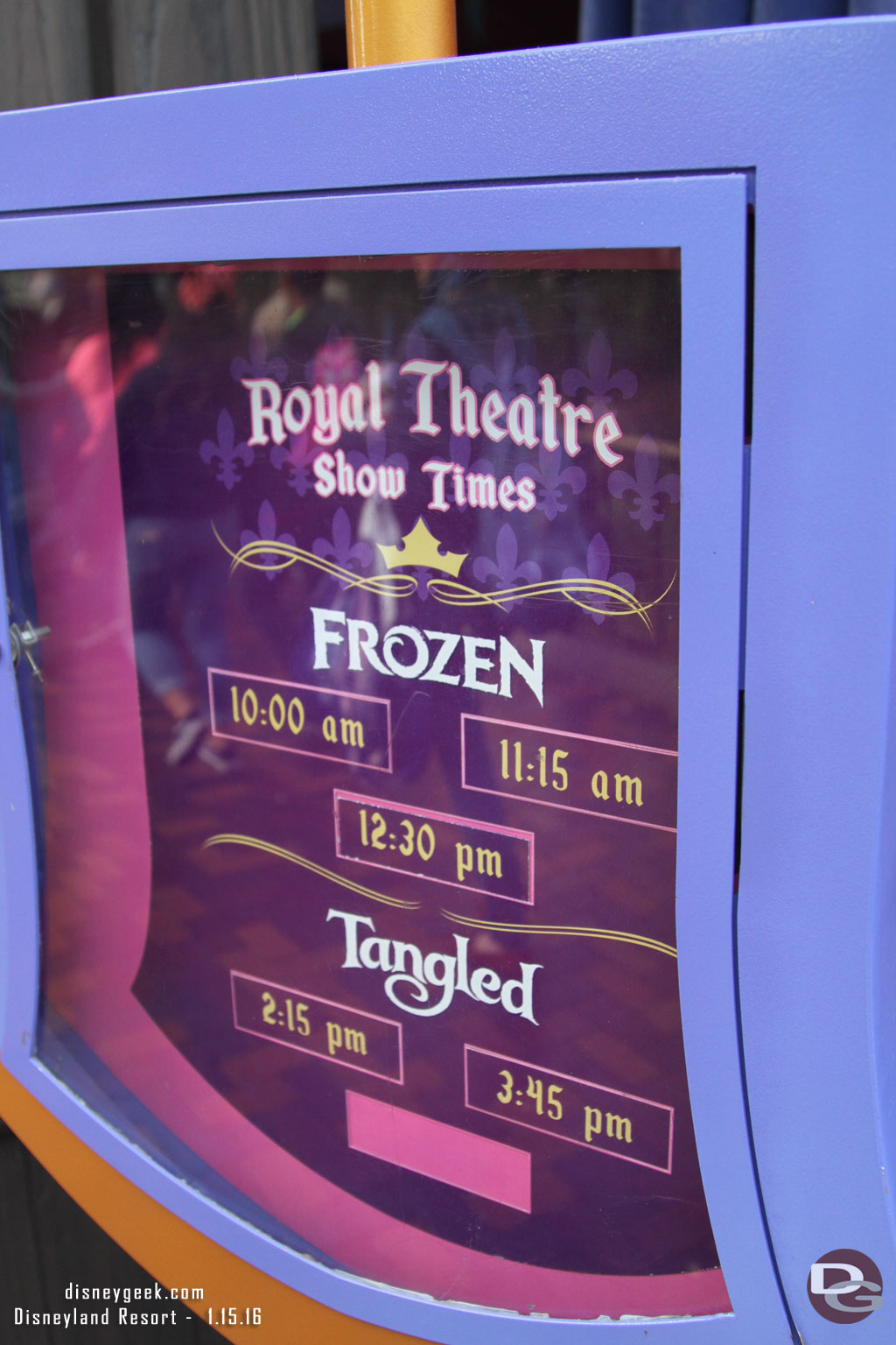 The Royal Theatre has reopened.  Frozen is now performed only in the morning then Tangled in the afternoon.