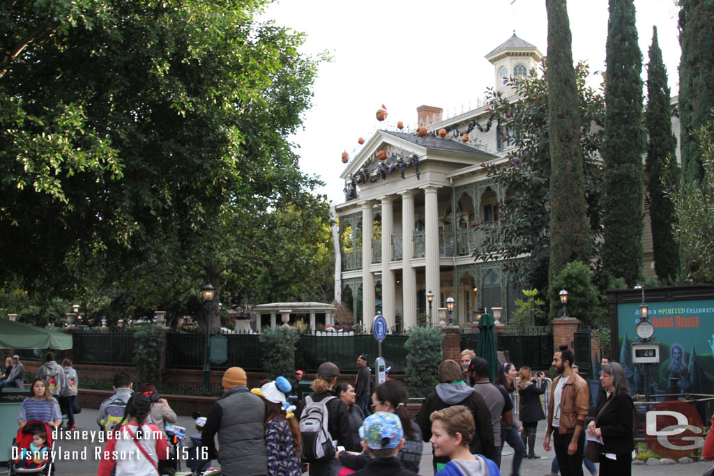 The Haunted Mansion is closed for removal of the holiday overlay.