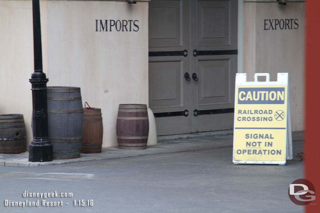 Guessing this was to allow for Cast Members to cross.  They had a warning sign up for them.