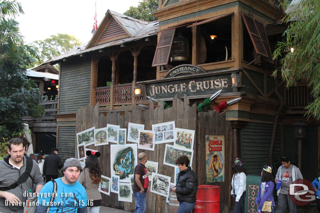 The Jungle Cruise is closed for removal of the Holiday overlay as well as some dock work for the next several months.