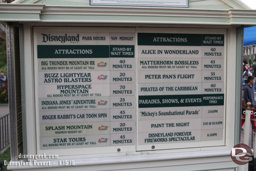 Wait times around 4:40pm