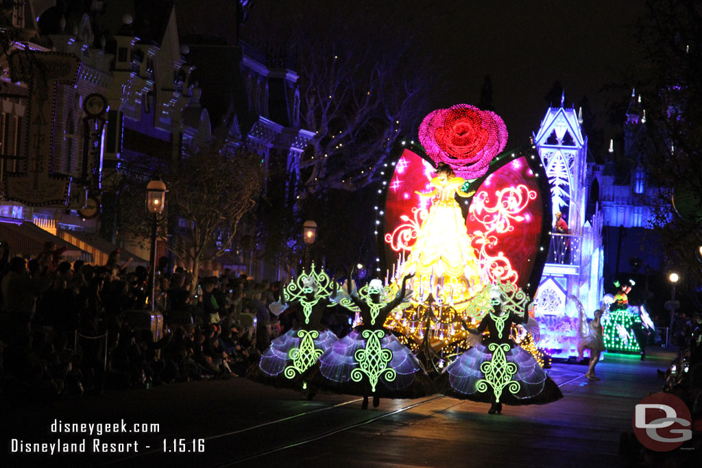 Also only three performers leading the princesses vs four. And two of the winged performers behind too.