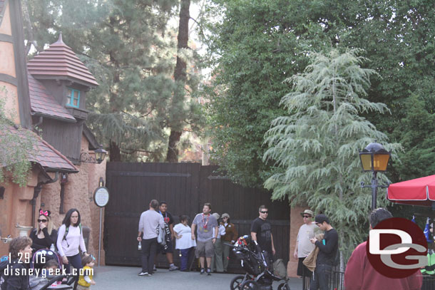 The gates are closed just past the restrooms to block off the Big Thunder trail on the Fantasyland side.