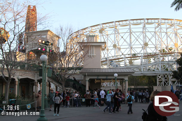 A healthy wait for the swings this evening as we walked by.