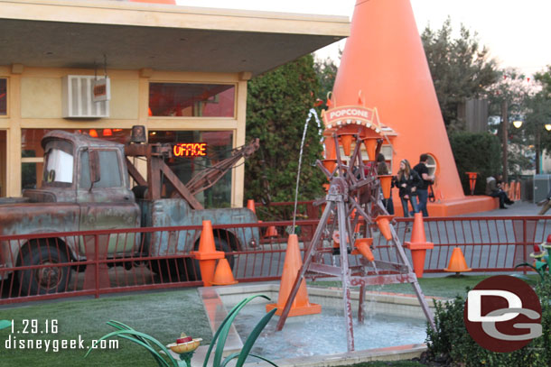 The fountain in front of the Cozy Cone was running smoothly as I walked by.