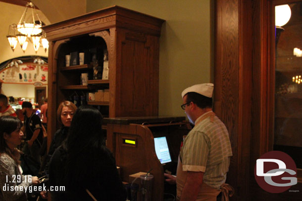 A display and cash register has been added to the cafe to sell Starbucks merchandise.