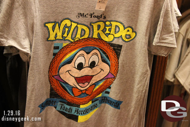 Nice to see a Mr. Toad shirt but seems odd to have it in Frontierland.