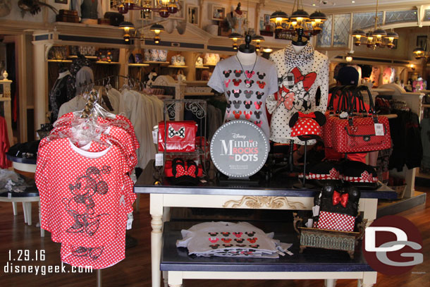 Minnie Rocks the Dots display inside Disney Clothiers