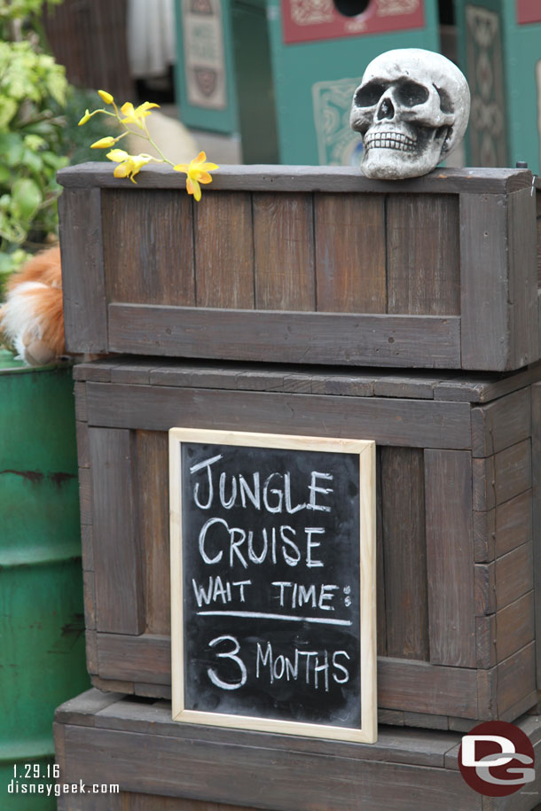 The current wait is only 3 months for the Jungle Cruise.