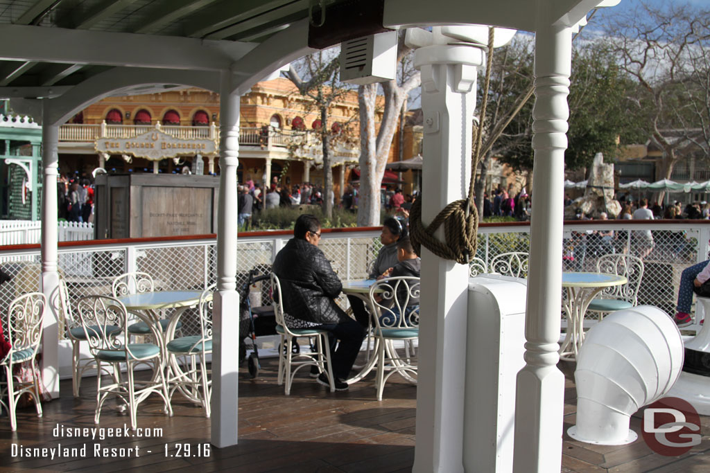 Tables have been brought on board on the lower deck.