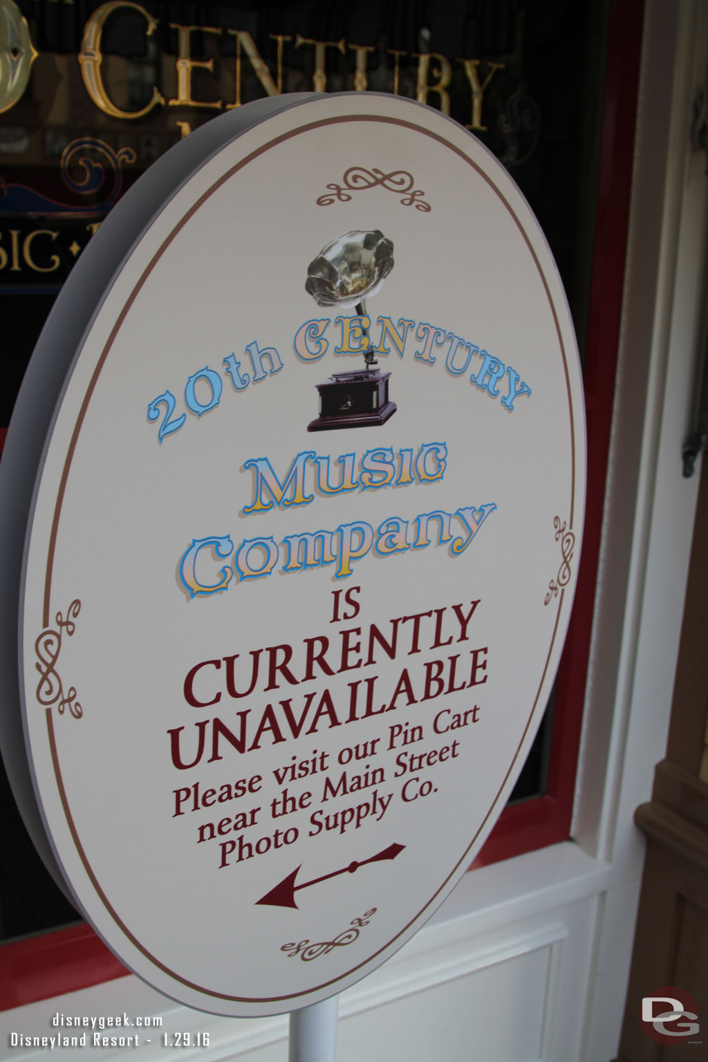 The 20th Century Music Company on Main Street is also closed