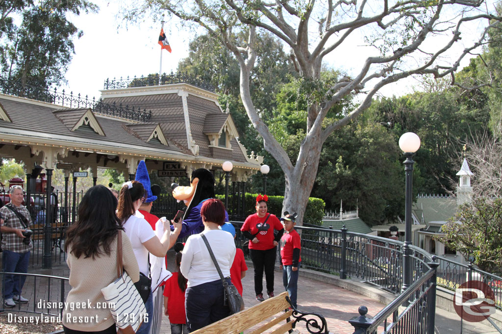 Goofy was up near the train station greeting guests.