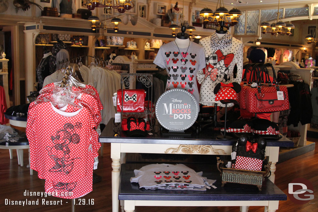 Minnie Rocks the Dots display inside Disney Clothiers