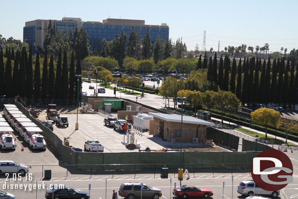 A check of the support facility construction in the Pinocchio lot.