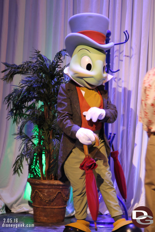 Today Jiminy Cricket was out for pictures.