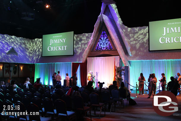 The snow is gone but the rest of the Frozen set is still in place.  In the front of the room was a meet and greet.