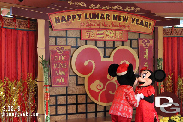 Mickey and Minnie were out greeting guests.