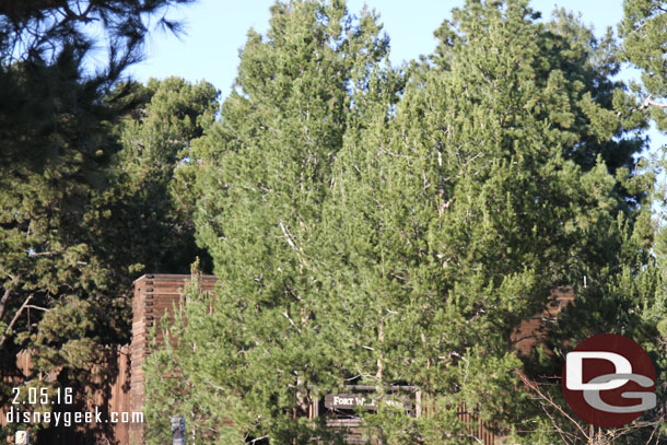 Looking across the river you can barely see Fort Wilderness through the trees.  Saw a post/report/rumor that the Fort may be changed as part of the construction.