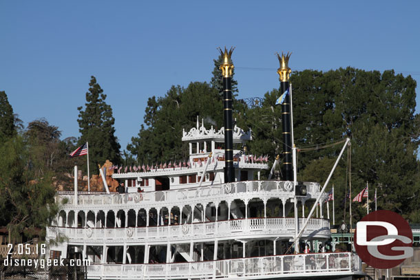 Noticed a little steam coming from the Mark Twain.  They had the whistle operational today.