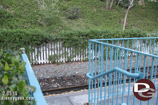 The rails and ties leading into the station have been removed.