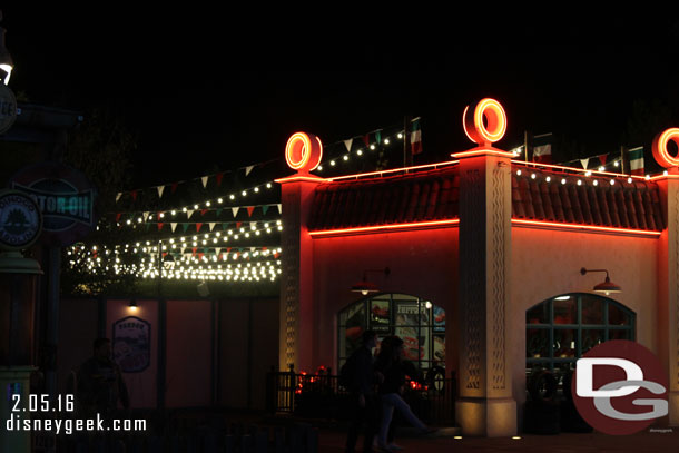 The lights over Luigis seemed bright tonight.  They were cycling/testing.  You could see the lights of the cars move through the walls.  No good pic or video though.