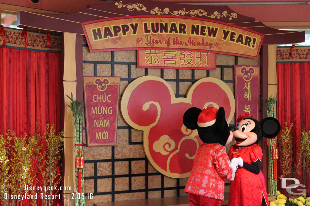 Mickey and Minnie were out greeting guests.