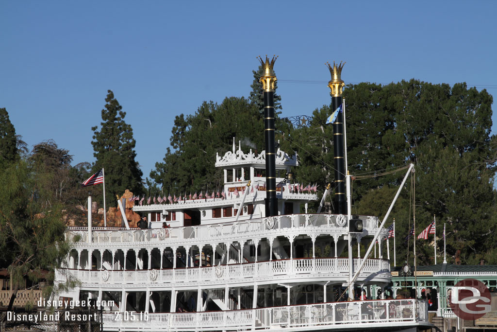 Noticed a little steam coming from the Mark Twain.  They had the whistle operational today.