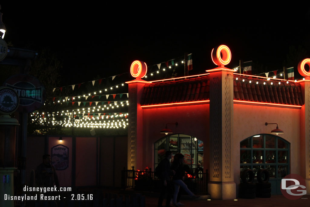 The lights over Luigis seemed bright tonight.  They were cycling/testing.  You could see the lights of the cars move through the walls.  No good pic or video though.