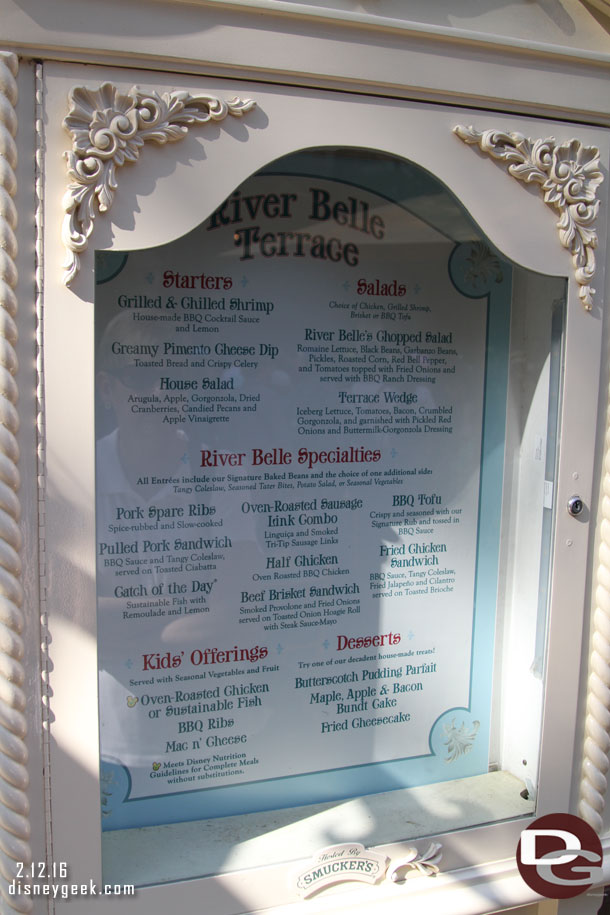 The River Belle Terrace is now Table Service.