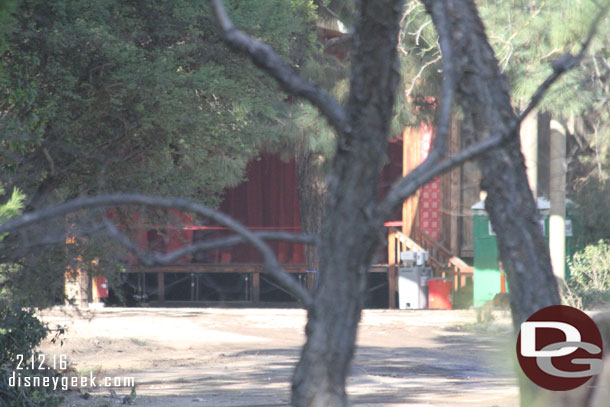 Through the trees you can see they have cleared most of the ranch area and you can see right through to the Jamboree stage now.