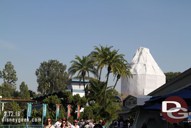 Walking toward Tomorrowland a parent told their kid to look at the Matterhorn and the kid asked why it looked like a rocket... (the parent was looking to the left at the mountain the kid at the Autopia scaffolding ahead).