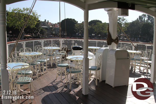 No one taking advantage of the sunny tables this afternoon.