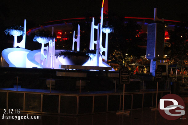 Tomorrowland Terrace is quiet at night with no bands anymore.