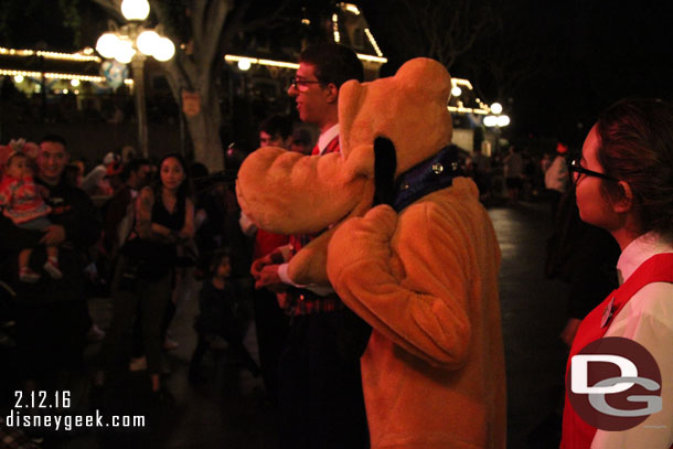 Pluto was hanging out in Town Square.