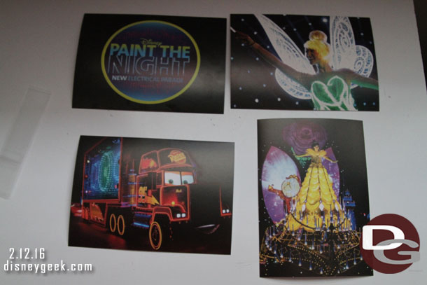 Paint the Night Post Cards packs were also being given out.